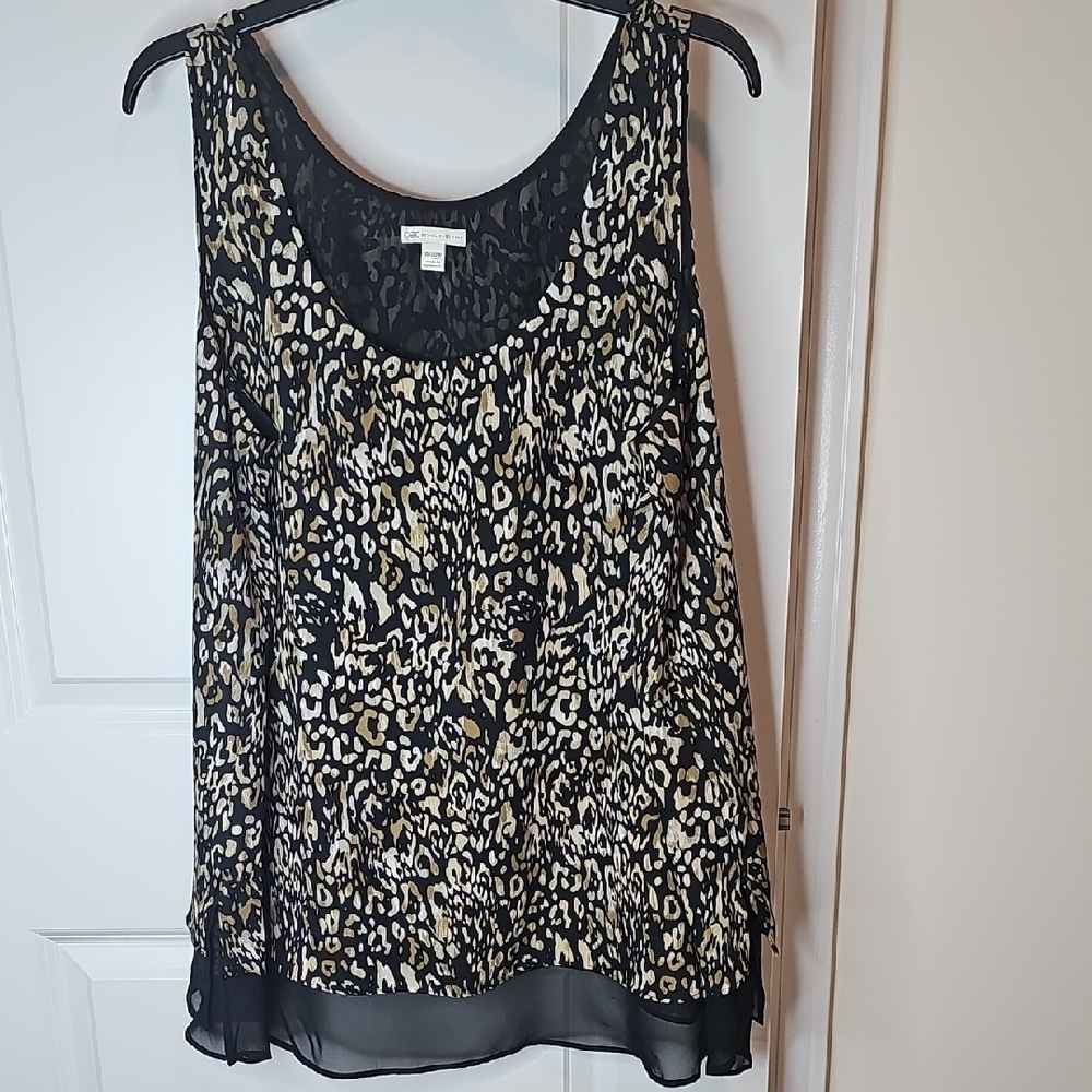 Cato Black‎ and Tan Animal Print Blouse